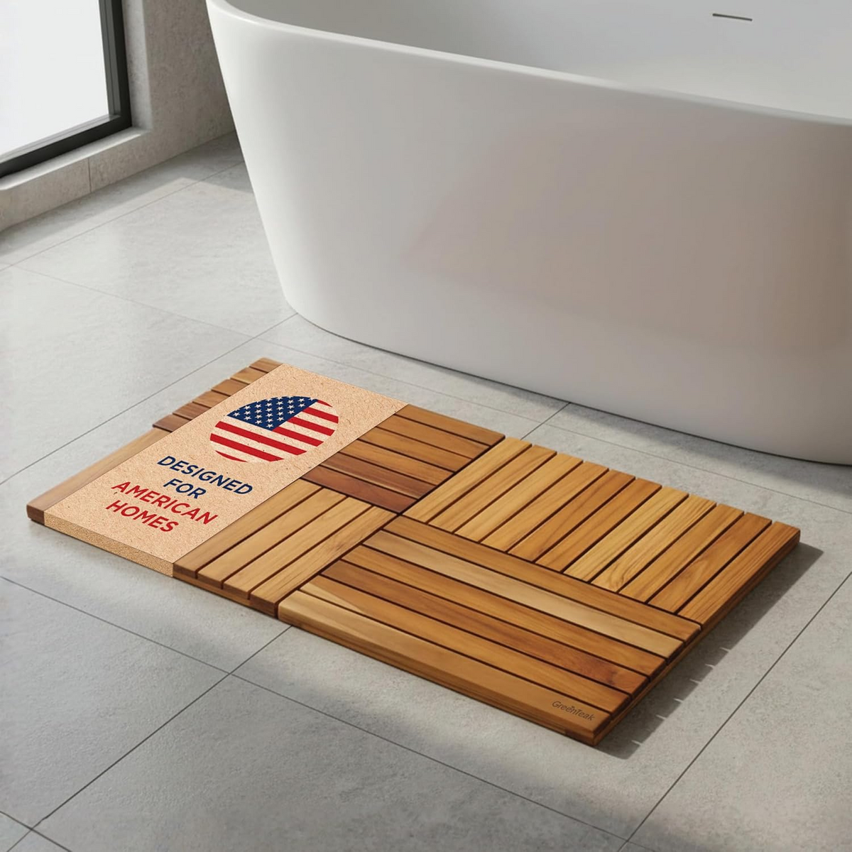 Premium 39"x21" Solid Teak Wood Shower Mat