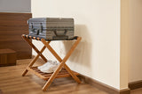 Premium 25" Solid Teak Wood Luggage Rack with Shelf