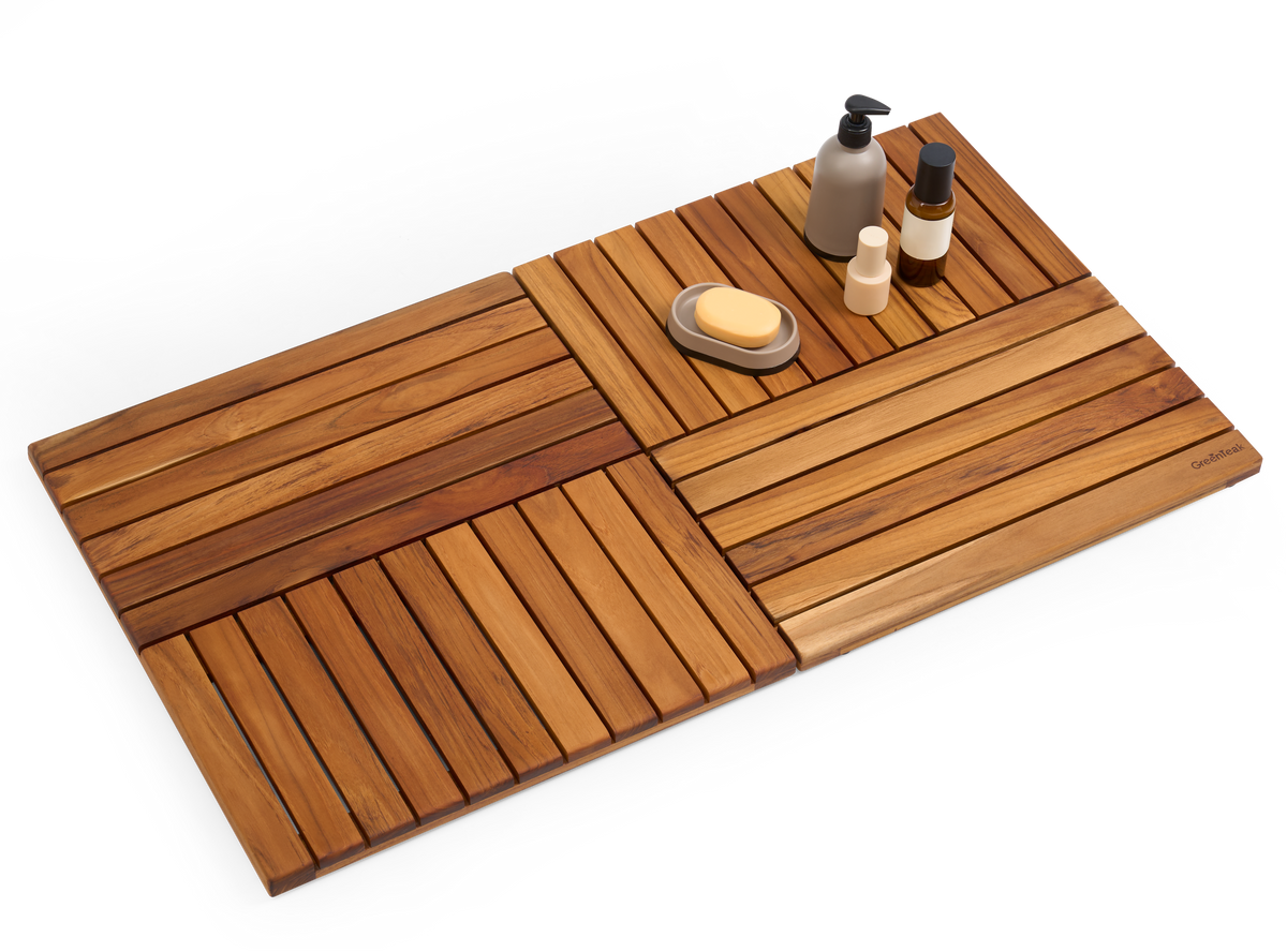 Premium 39"x21" Solid Teak Wood Shower Mat