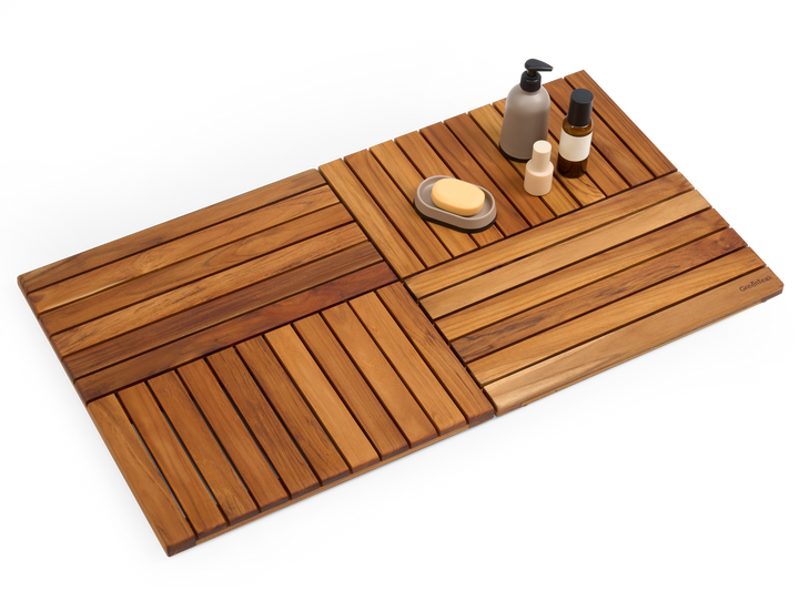 Premium 39"x21" Solid Teak Wood Shower Mat
