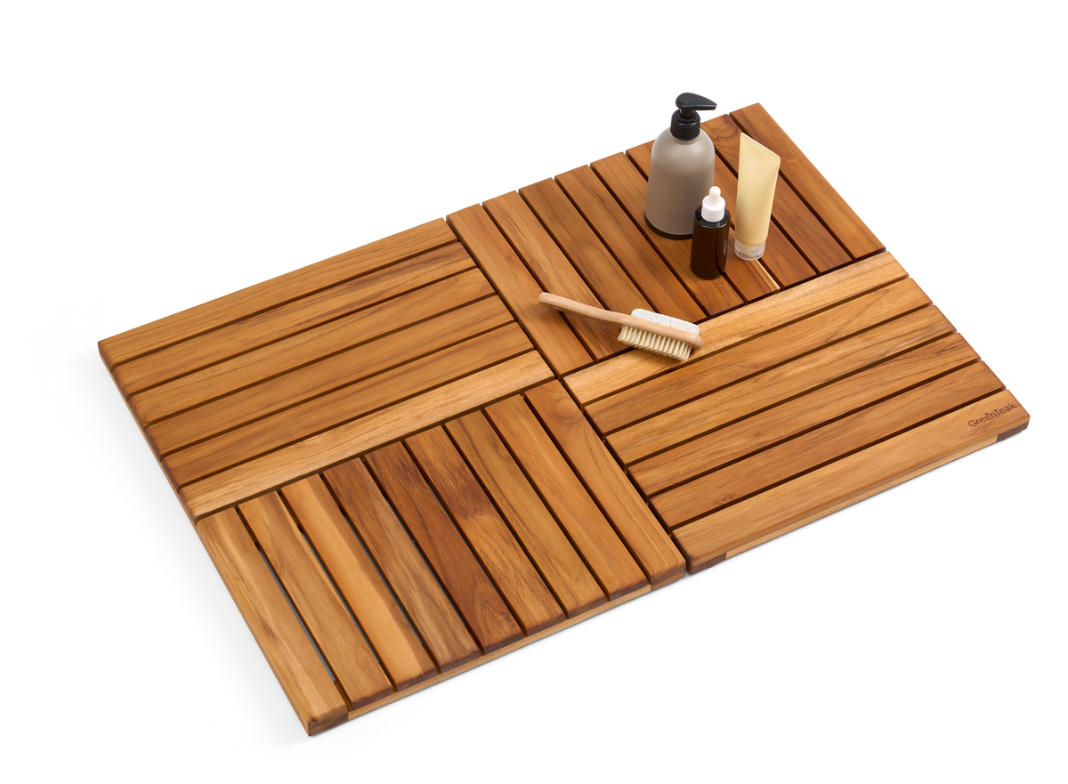 Premium 32"x21" Solid Teak Wood Shower Mat