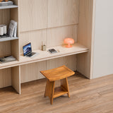 Premium 18" Teak Wood Shower Bench Curved With Shelf, 2-Tier