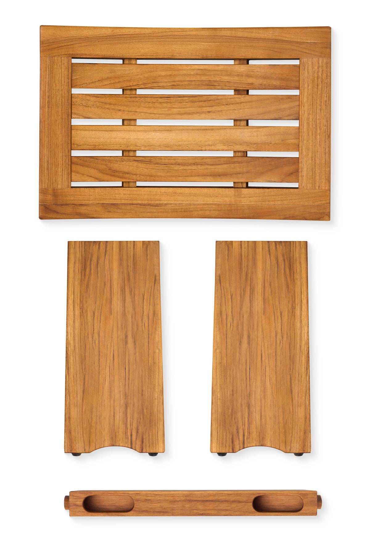 Premium 18" Teak Wood Shower Bench Curved 1-Tier