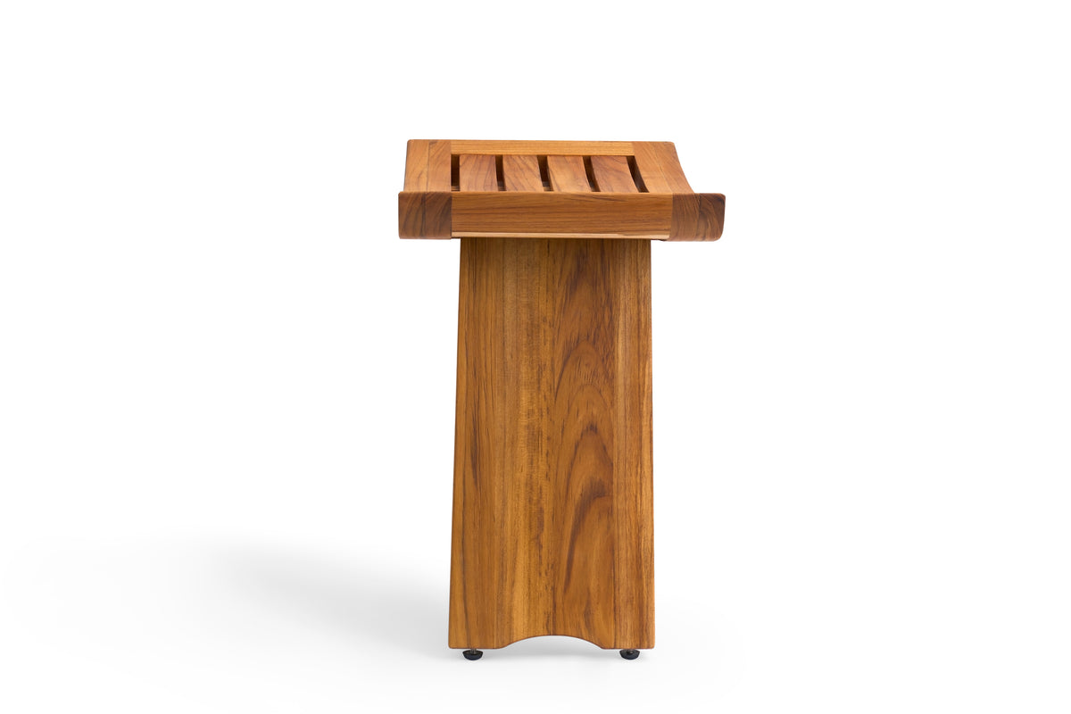 Premium 18" Teak Wood Shower Bench Curved 1-Tier