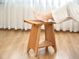 Premium 18" Teak Wood Shower Bench Straight With Shelf, 2-Tier