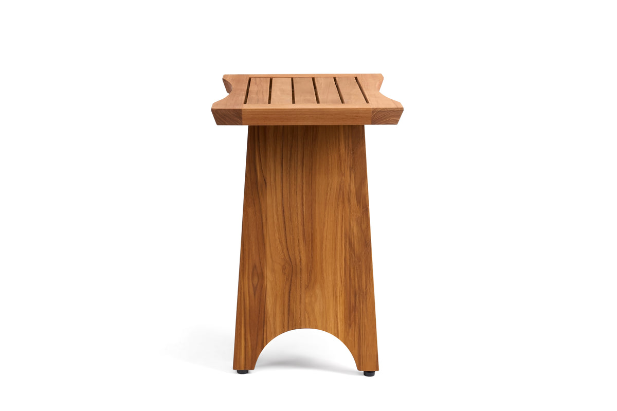 Premium 18" Teak Wood Shower Bench Straight With Shelf, 2-Tier