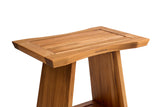 Premium 18" Teak Wood Shower Bench Straight With Shelf, 2-Tier