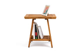 Premium 18" Teak Wood Shower Bench Straight With Shelf, 2-Tier
