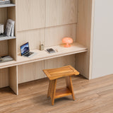 Premium 18" Teak Wood Shower Bench Straight With Shelf, 2-Tier
