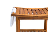 Premium 22" Teak Wood Shower Bench With Shelf, 2-Tier