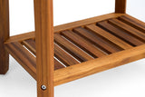 Premium 22" Teak Wood Shower Bench With Shelf, 2-Tier