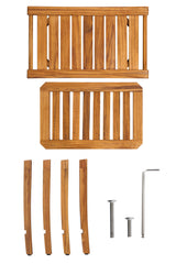 Premium 22" Teak Wood Shower Bench With Shelf, 2-Tier