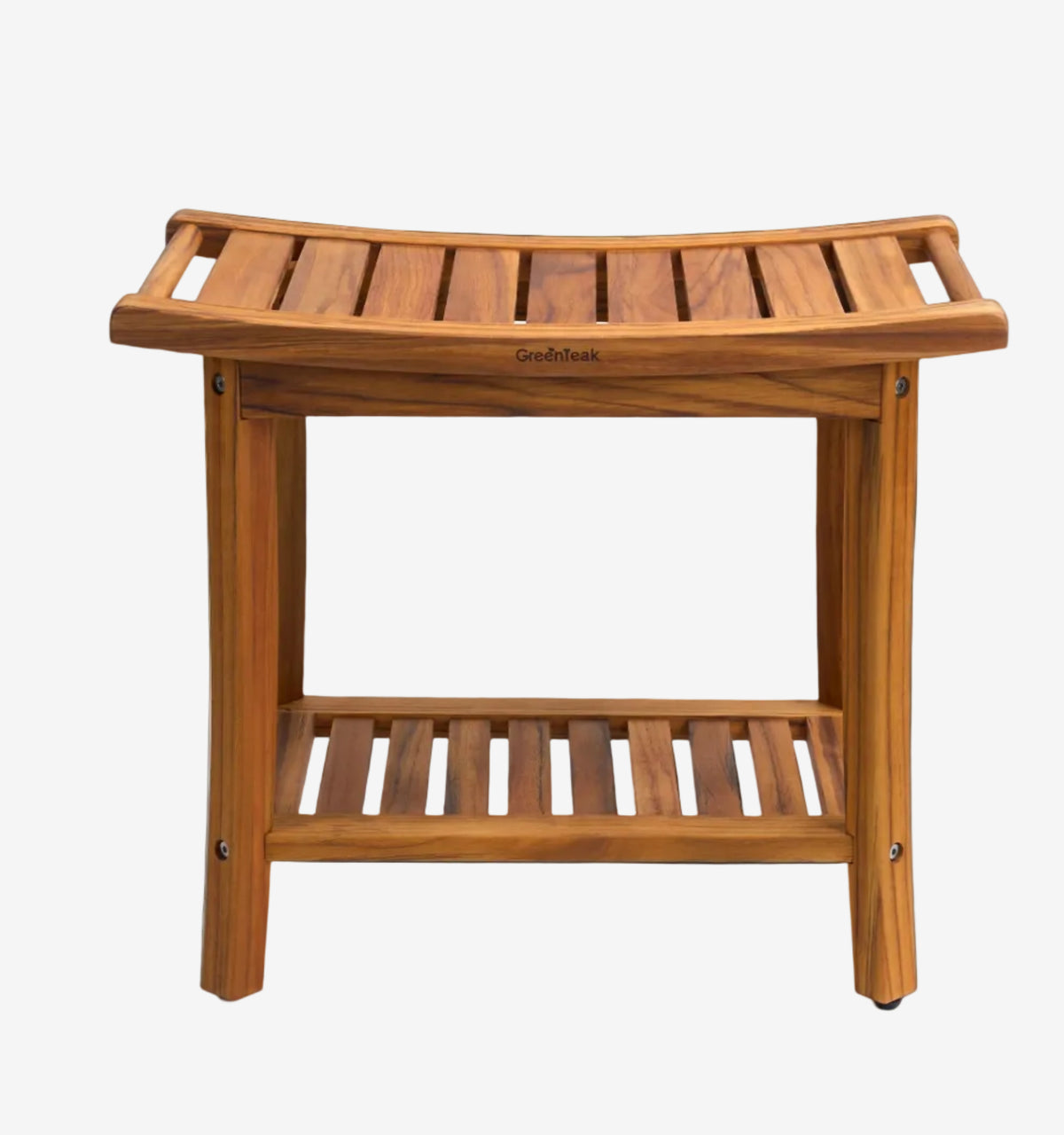 Premium 22" Teak Wood Shower Bench With Shelf, 2-Tier