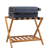 Premium 25" Solid Teak Wood Luggage Rack with Shelf