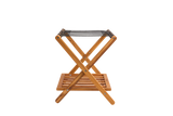 Premium 25" Solid Teak Wood Luggage Rack with Shelf