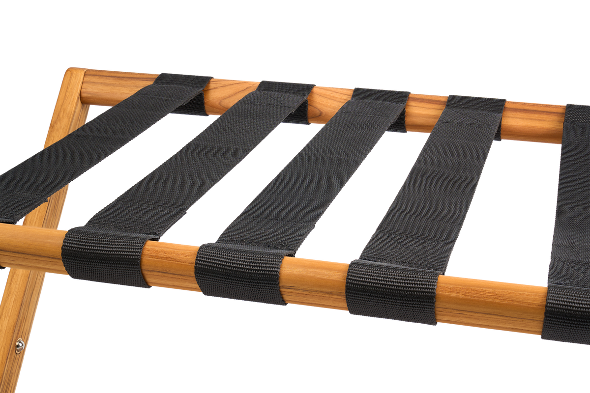 Premium 25" Solid Teak Wood Luggage Rack with Shelf