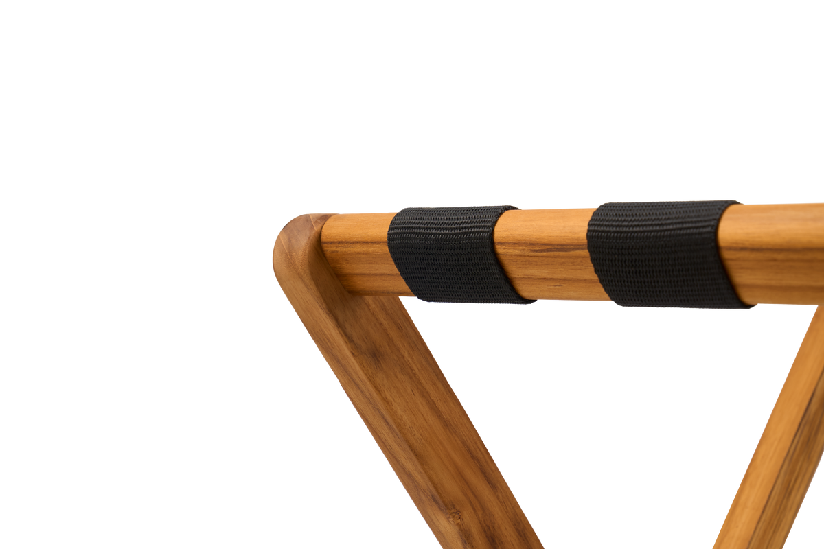 Premium 25" Solid Teak Wood Luggage Rack with Shelf