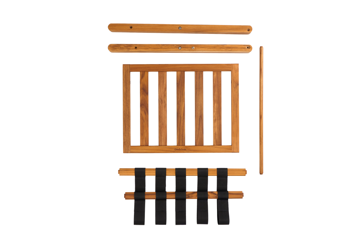 Premium 25" Solid Teak Wood Luggage Rack with Shelf